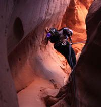 Rappelling the Robbers Roost Slot Canyon